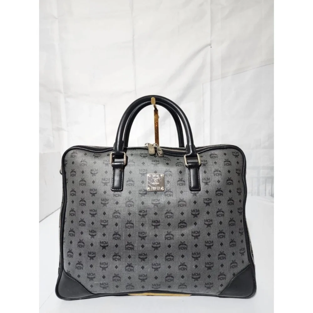 Authentic MCM Visetos Laptop Bag Grey/Black